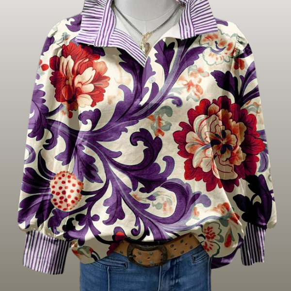 Vestra™ | Luna floral striped collar top