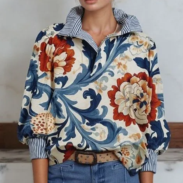 Vestra™ | Luna floral striped collar top