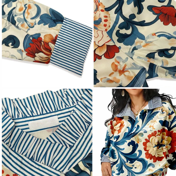 Vestra™ | Luna floral striped collar top