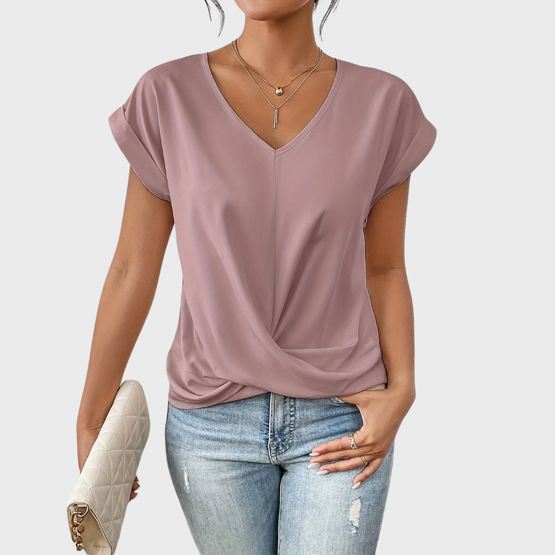 Vestra™  | V-hals Top med Knudedetalje