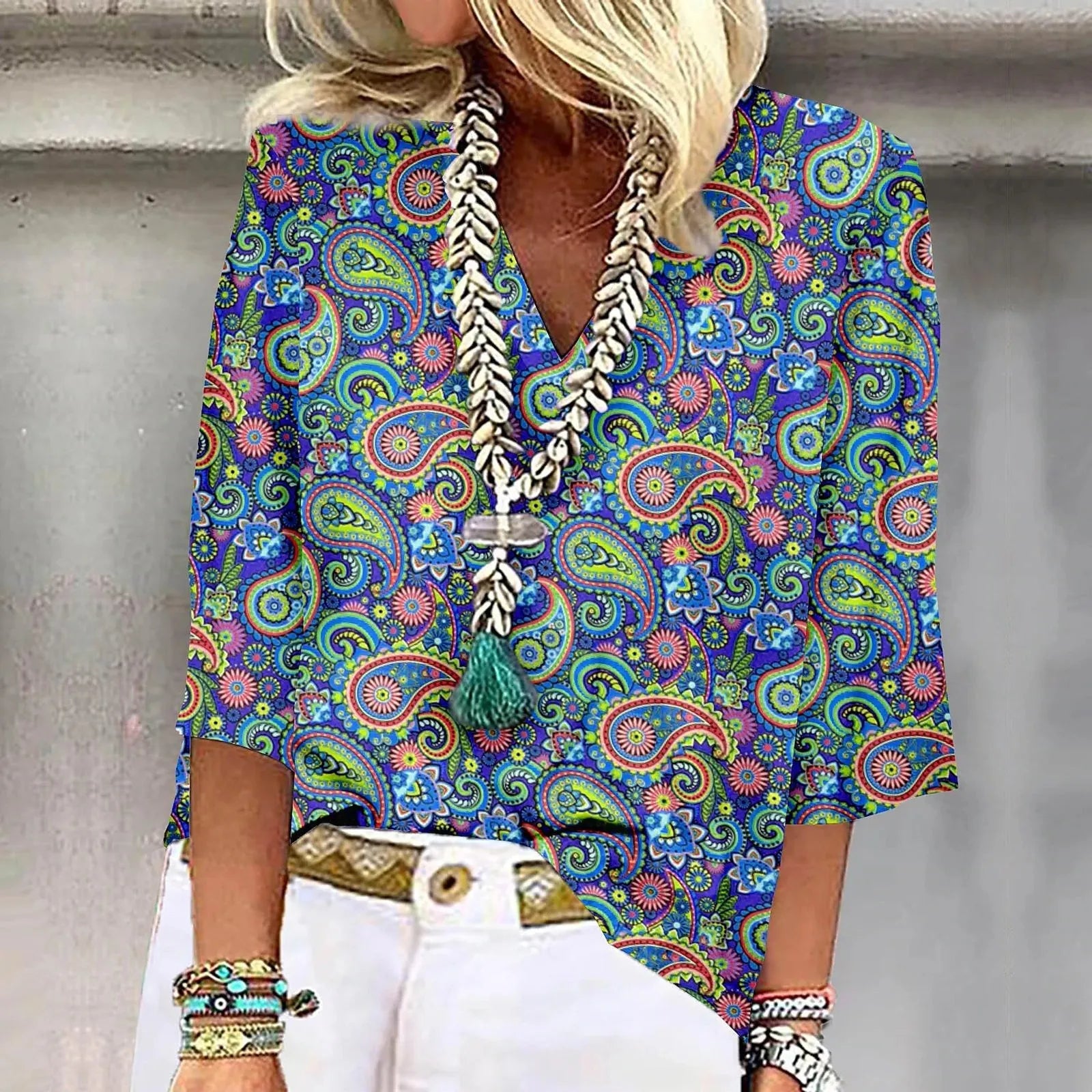 Vestra™  | Vibrant Print Boho Bluse