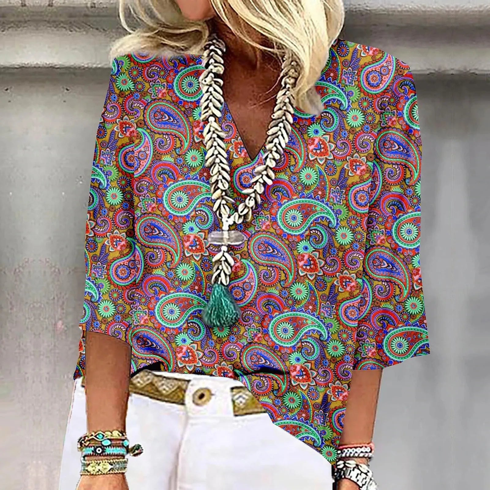 Vestra™  | Vibrant Print Boho Bluse