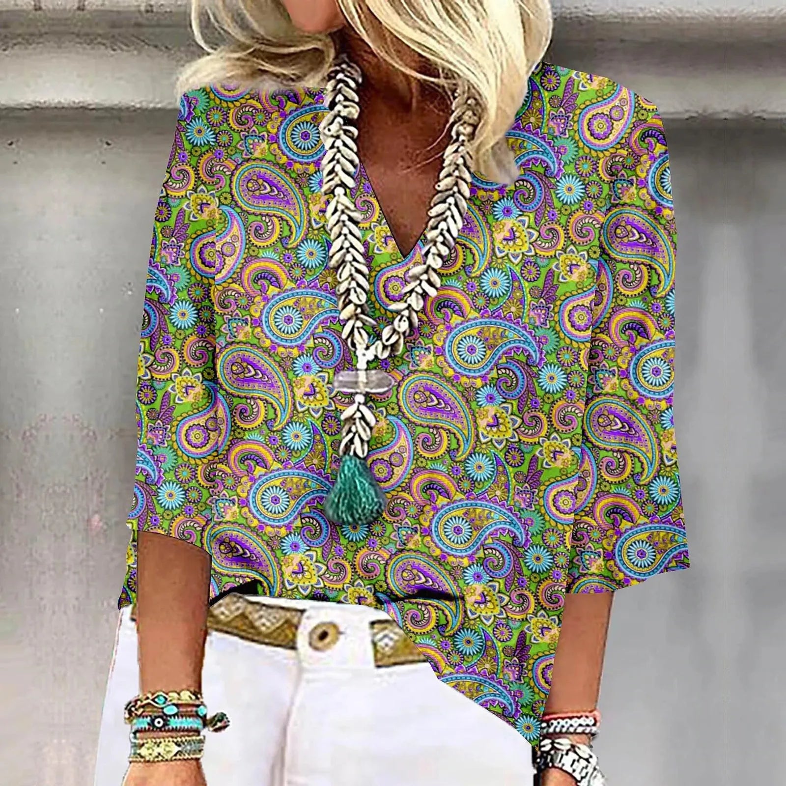 Vestra™  | Vibrant Print Boho Bluse
