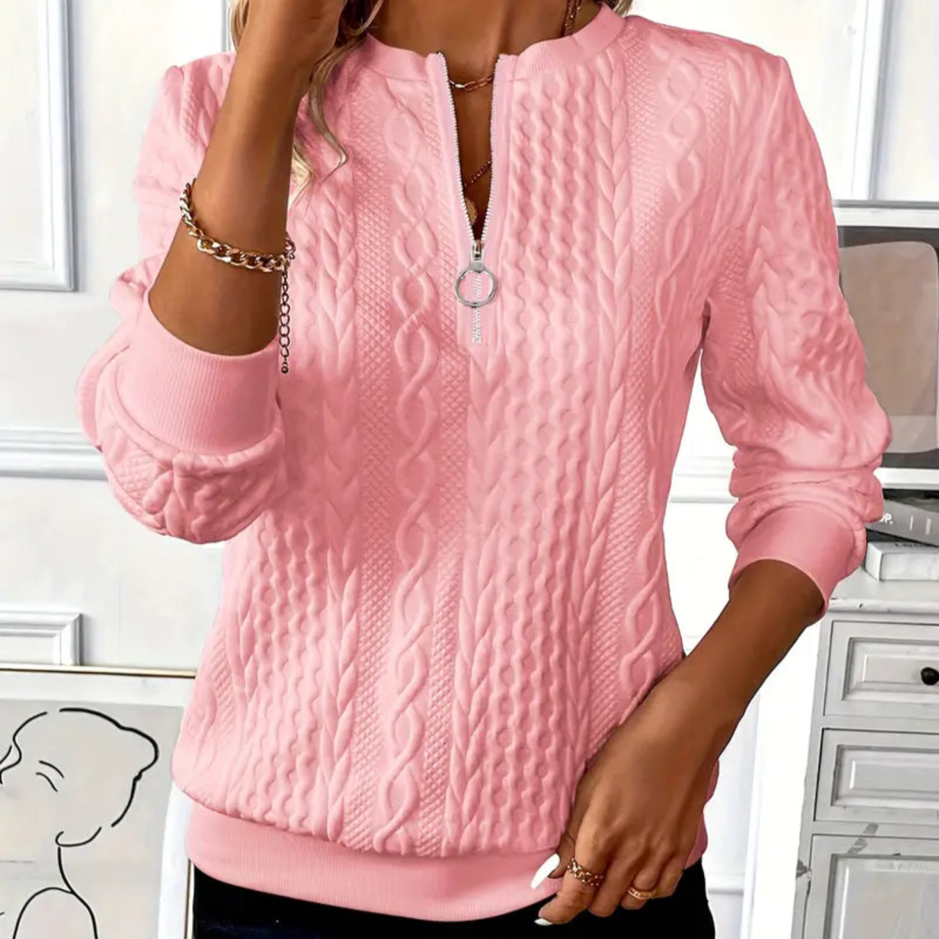 Vestra™  | Klassisk Striktrøje med Lynlåsdetalje