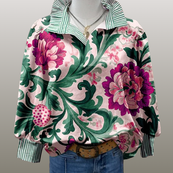 Vestra™ | Luna floral striped collar top