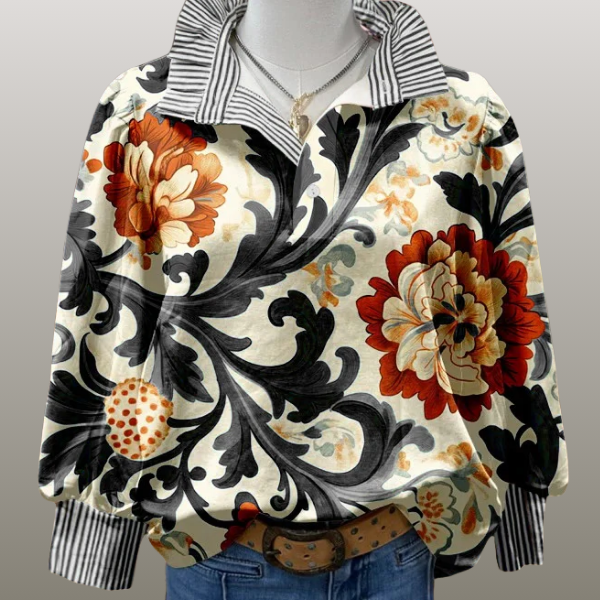 Vestra™ | Luna floral striped collar top
