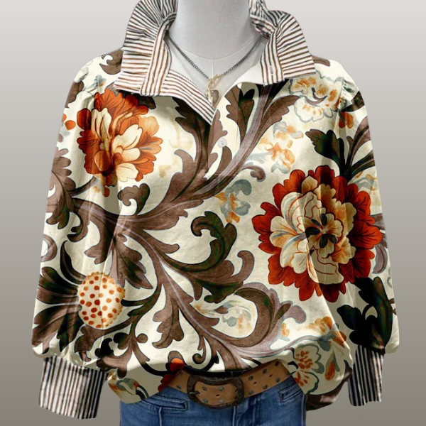 Vestra™ | Luna floral striped collar top