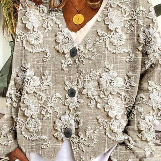 Vestra™  | Cardigan med blomsterbladstråd