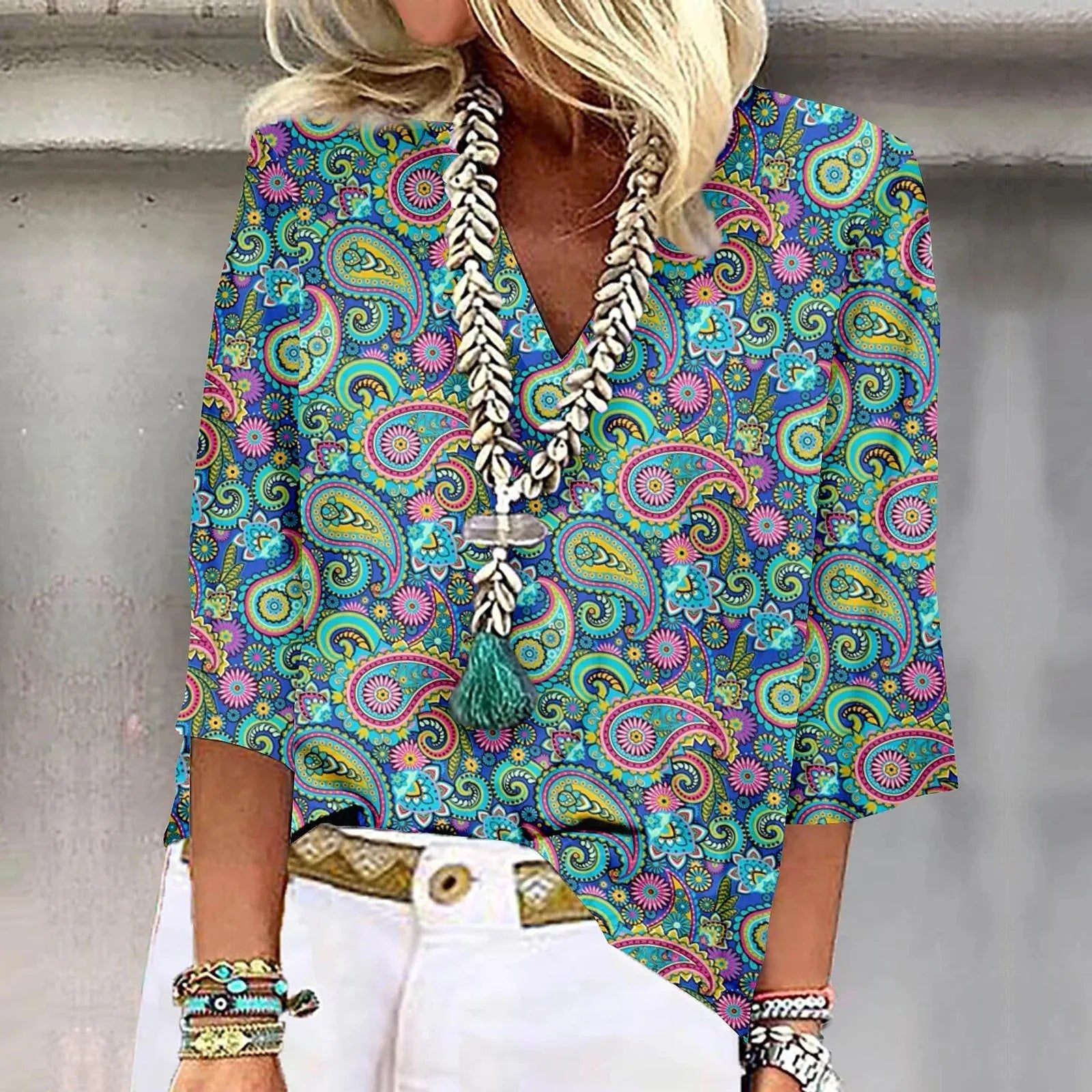 Vestra™  | Vibrant Print Boho Bluse