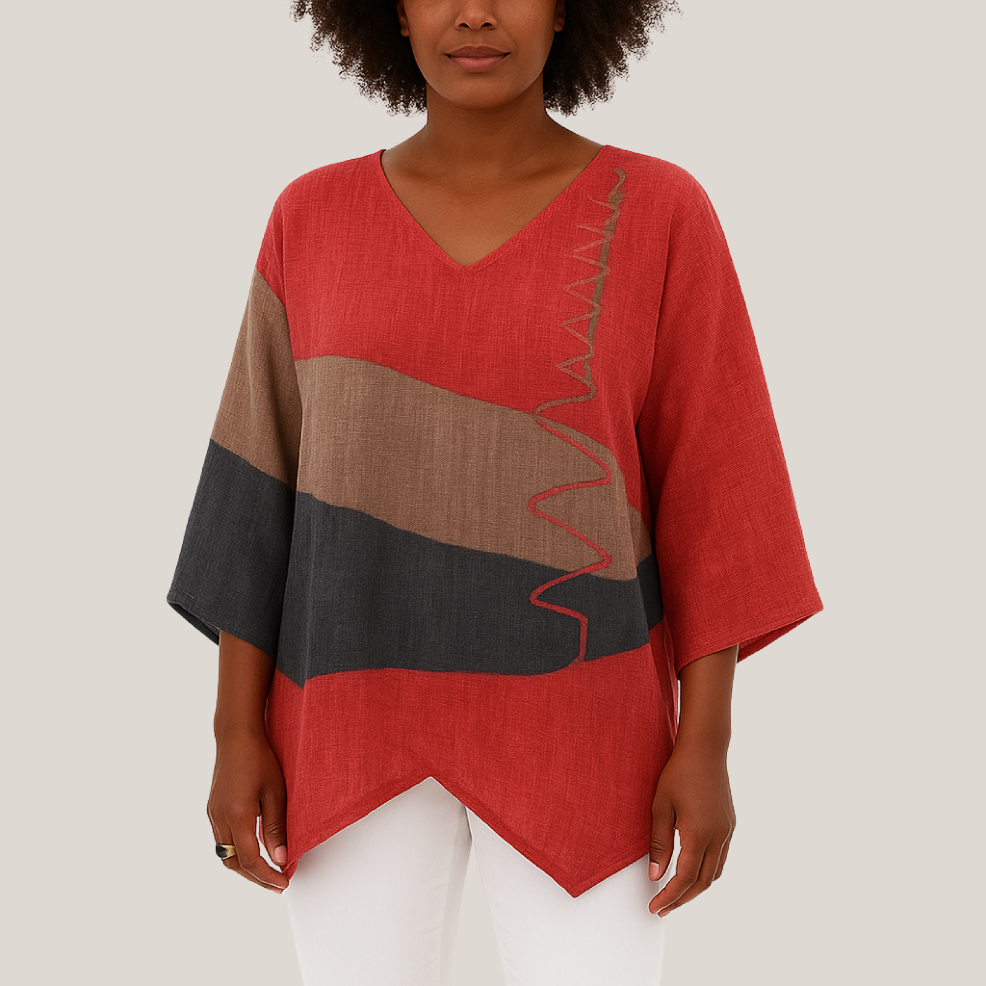 Vestra™  | Stilfuld V-hals Color Block Top